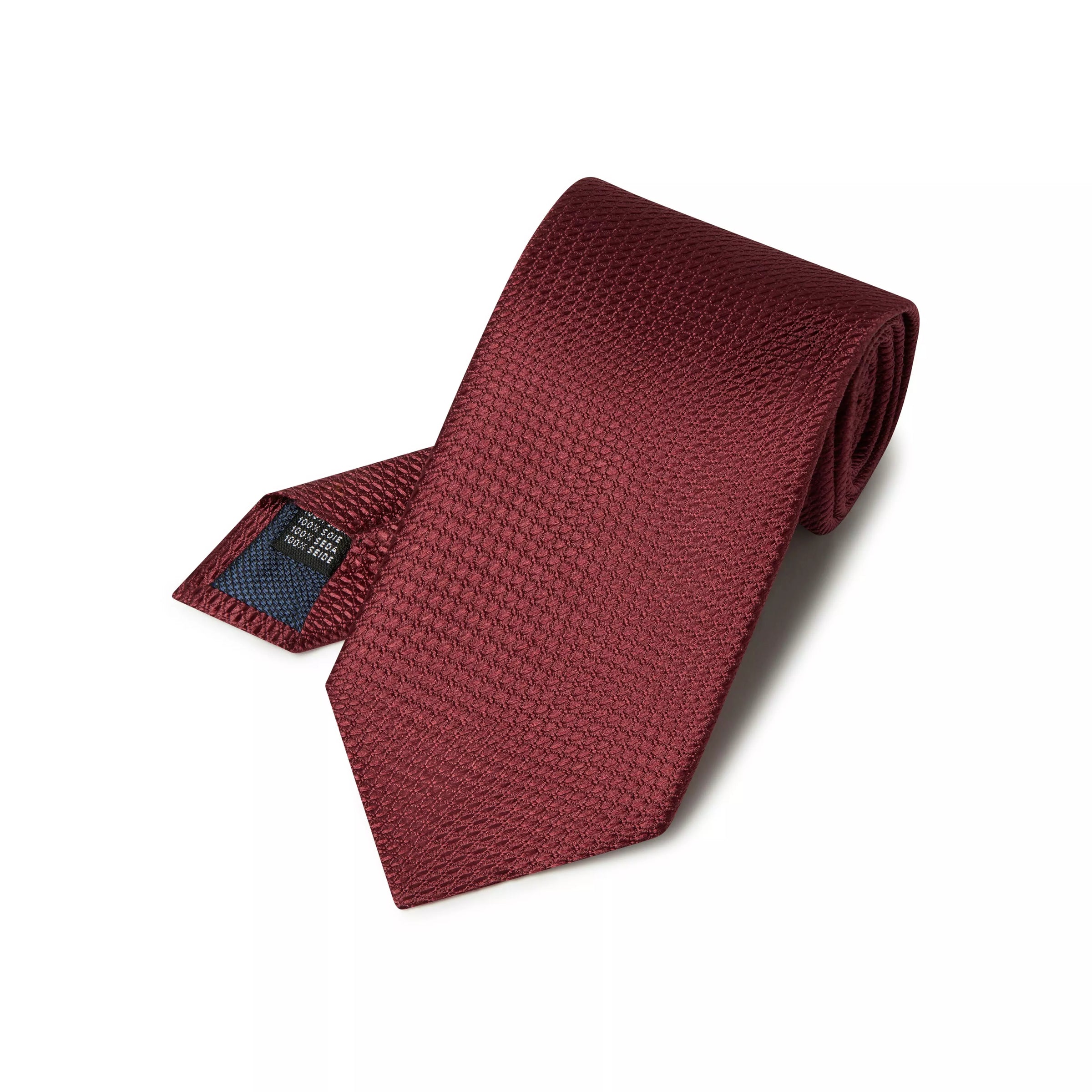 Burgundy Textured Plain Woven Silk Tie