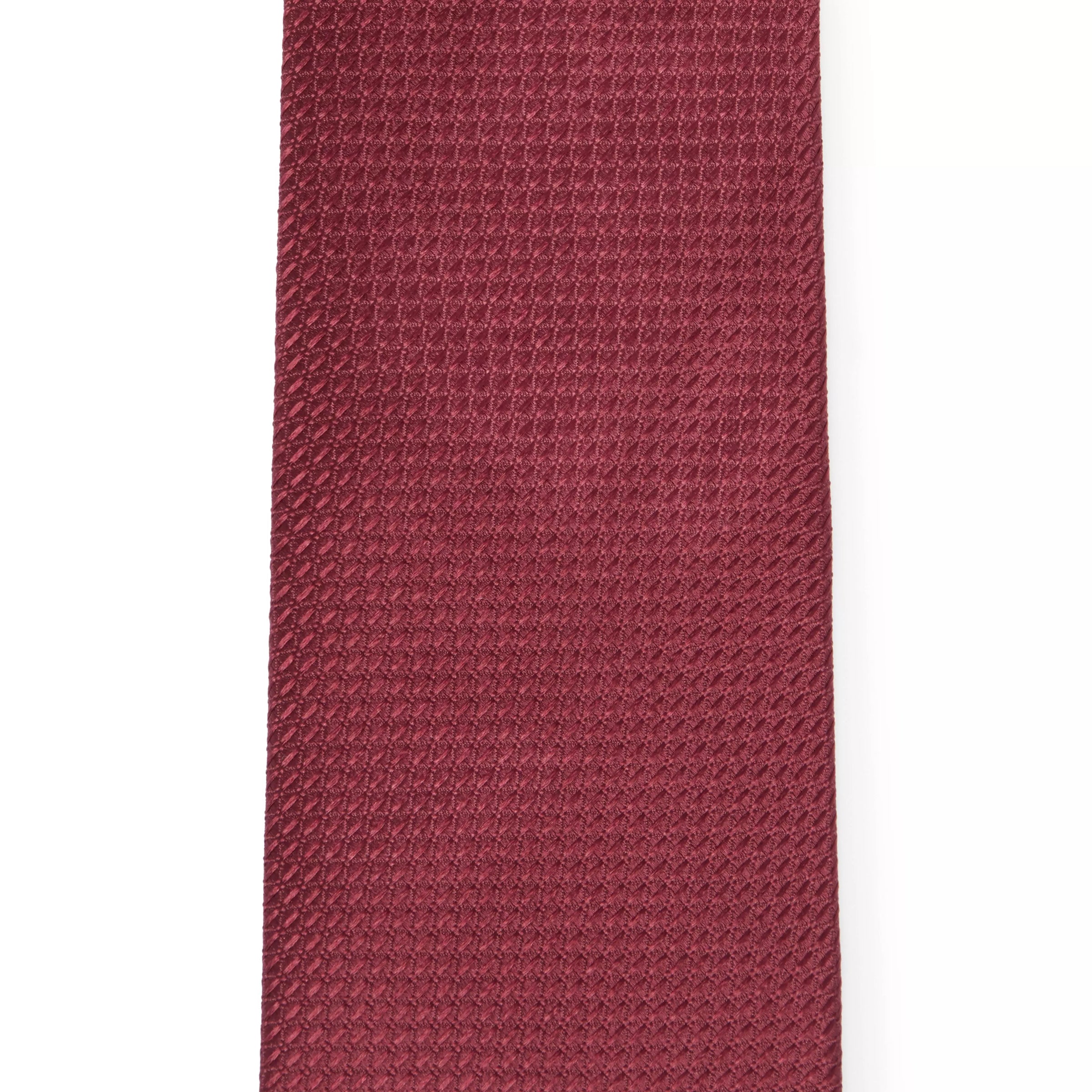 Burgundy Textured Plain Woven Silk Tie