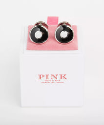 Black & Silver Enamel Target Cufflinks