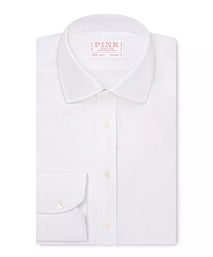 White Tailored Fit Twill Herringbone Formal Shirt