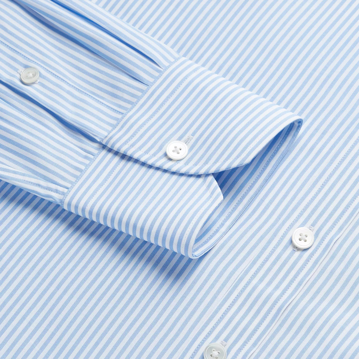 Pale Blue & White Tailored Fit Poplin Bengal Stripe Formal Shirt