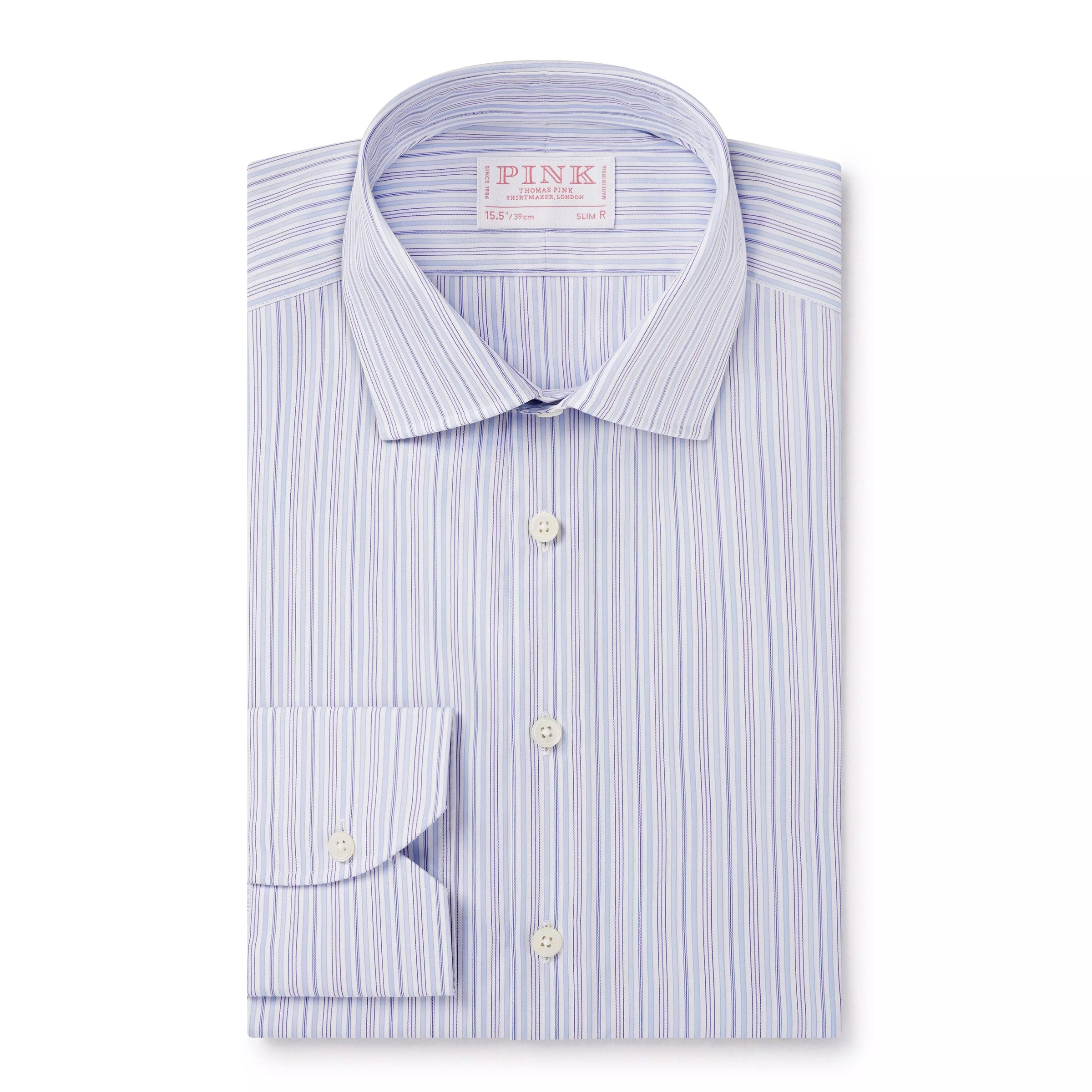 Blue & White Slim Fit Supraluxe Multi Stripe Formal Shirt