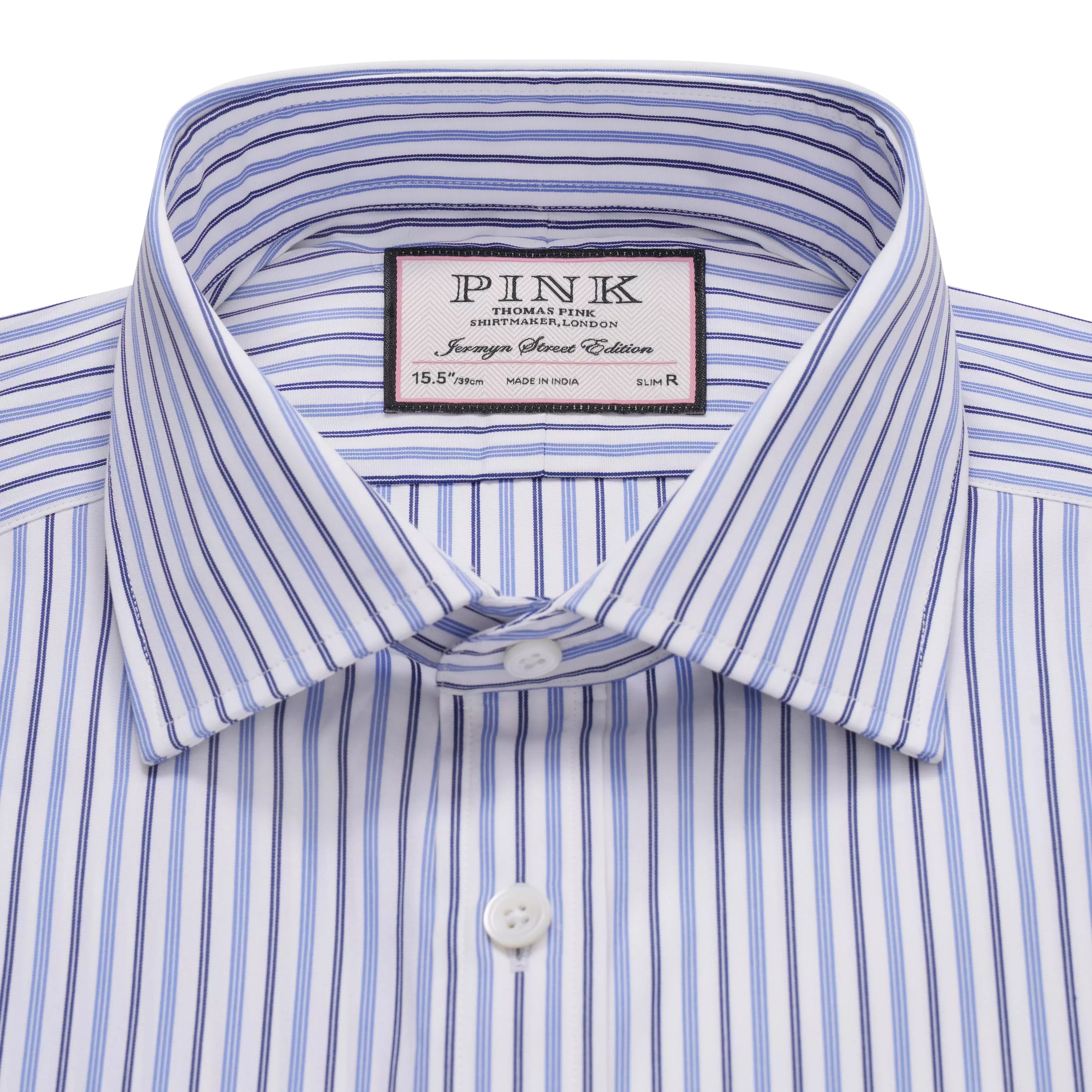 White & Blue Slim Fit Regent Track Stripe Formal Shirt