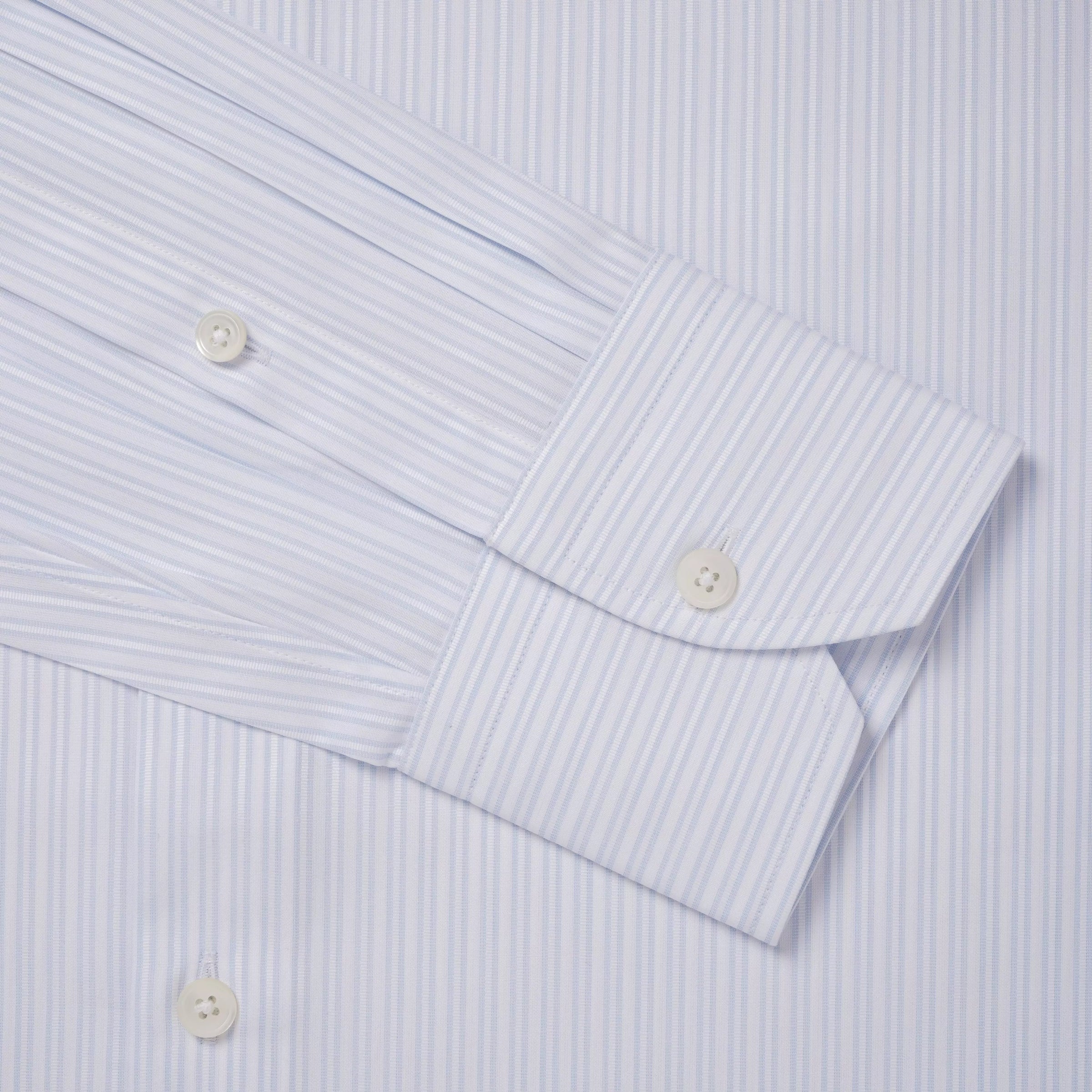 Pale Blue & White Tailored Fit Formal Dobby Satin stripe Shirt