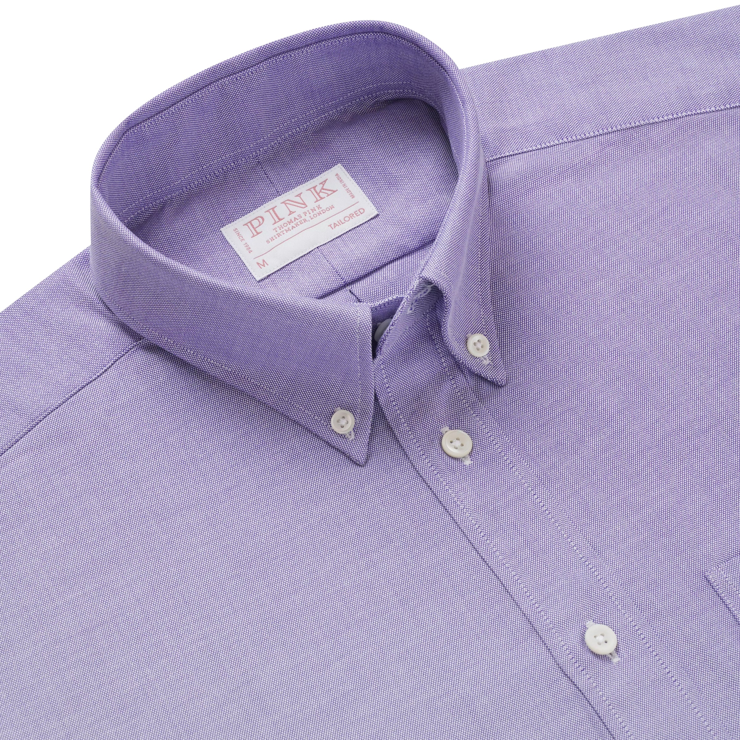 Purple & White Tailored Fit Smart Casual Oxford Shirt