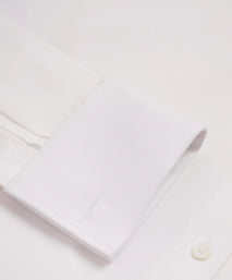Off White Tailored Fit Double Cuff Cotton Oxford Formal Shirt